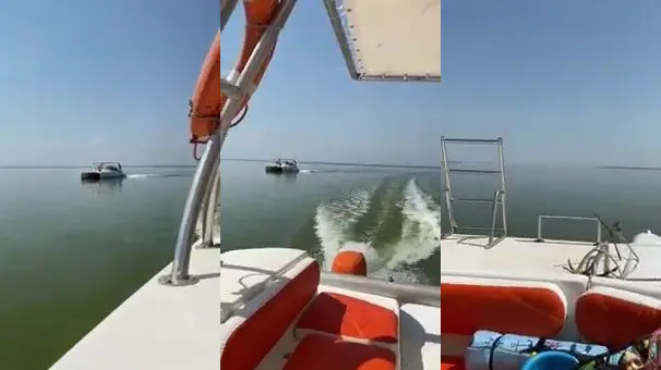 На моторном катамаране до Птичьего острова: Ейск, июль, полный борт