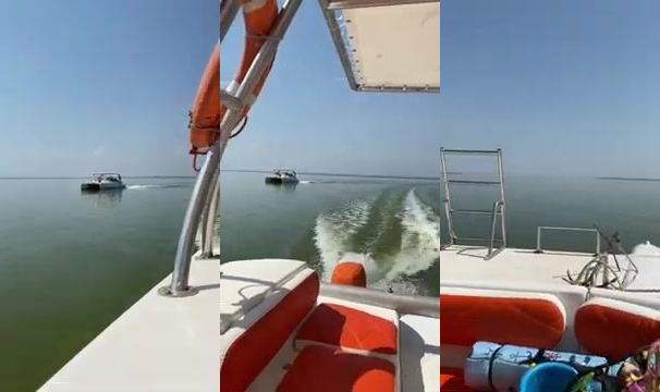 На моторном катамаране до Птичьего острова: Ейск, июль, полный борт