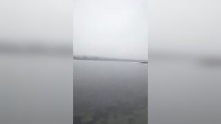 Семнадцатое марта, лебеди на воде, а поплавок над донецким водохранилищем стоит как вкопанный