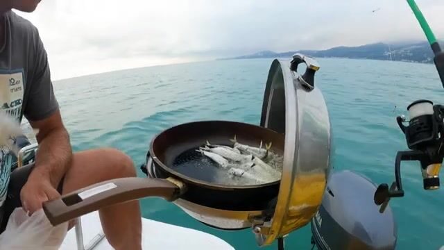 Дети ловят первую рыбу, пока катер держит курс на Адлер