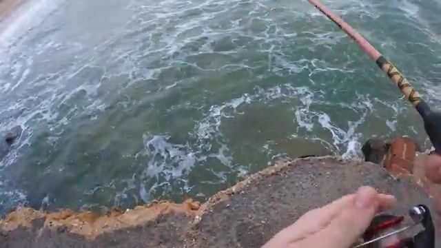 Шторм гонит с моря, а под пирсом Албуфейры клюёт морской лещ