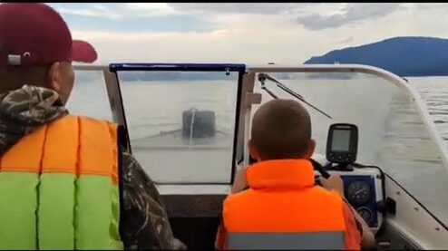 Красноярское водохранилище: окунь и первая щука сына