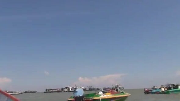 Пробная рыбалка у Тавау на море Сулавеси в Малайзии