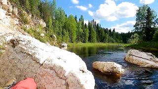 Два хариуса на блесну за вечер на реке Полта