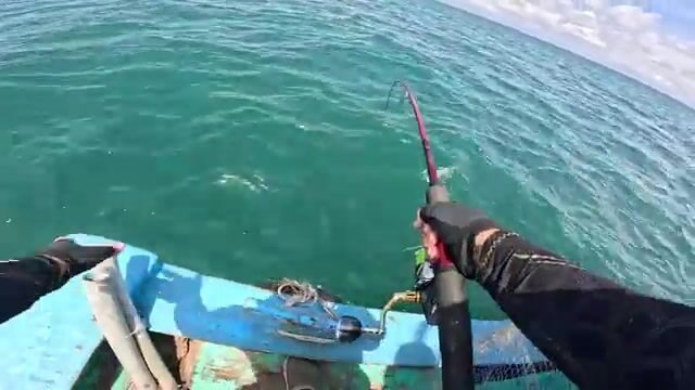 Поимка морской рыбы на джиг рыбной расцветки у берегов Вунгтау