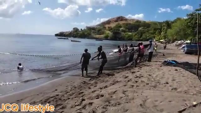 Помог вытянуть невод и увидел летучую рыбу на пляже Сент-Винсента