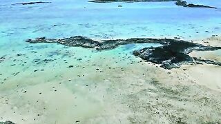 Крупная морская рыба взяла желто-зеленую приманку и ушла обратно в воду на Самоа
