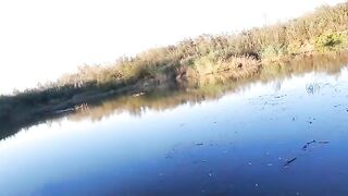 Две щуки и окунь на белую вертушку у Вислы в польском Вилянуве