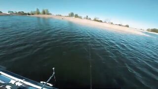 Щука длиной 92 сантиметра в подсаке на меловом карьере Канево в Польше