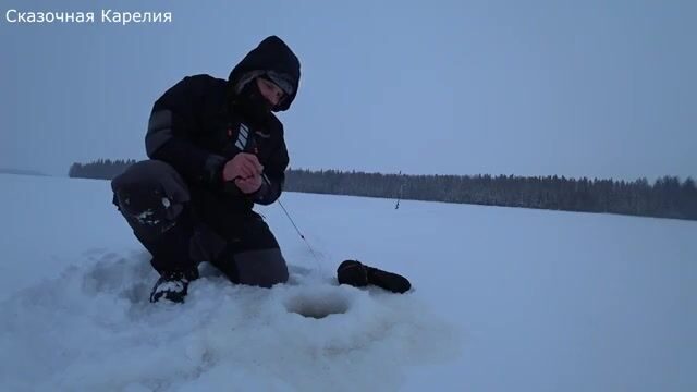 Зимняя рыбалка на Онежском озере у Ивановских островов