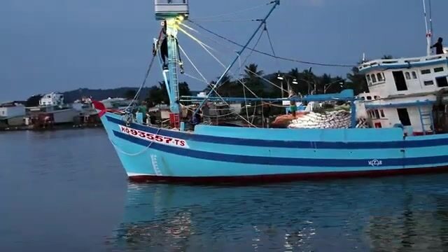 На закате у причала Динькау в Зыонгдонге мы расспросили про ловлю кальмара